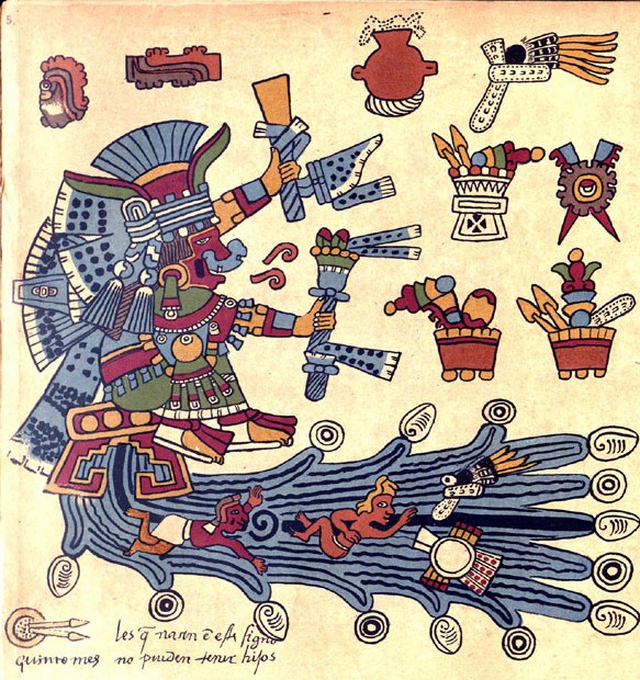 A colourful depiction of Chalchiuhtlicue, from the  Codex Borbonicus