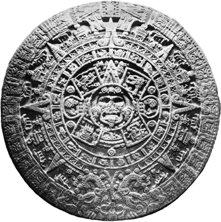 A stone disc engraved with an ancient Aztec calendar