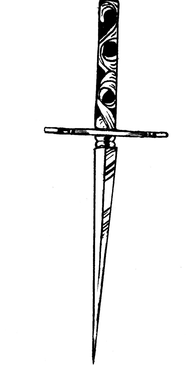 an ink drawing of a stiletto dagger